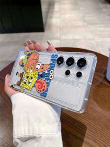 SpongeBob SquarePants 1个卡通海绵宝宝图案防震手机壳，适用于三星/苹果17/16/15/14/13/12/11 Pro Max/12 Pro/14 Plus及其他型号 - 彩色 - 查看 3
