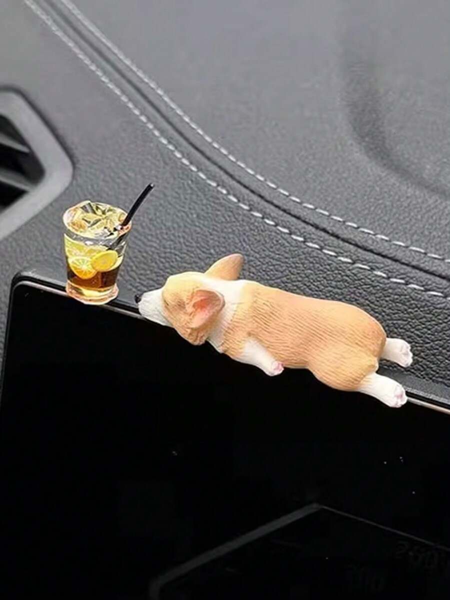 Corgi Car Center Console Decor - Powered-Free Central Console Decor With Adhesive Pad, Cute Desktop Organizer, Suitable For Home/Office Use, Perfect Gift For Dog Lovers (Christmas, Valentine's Day, Birthday) - Car Desktop Decor - A - View 1