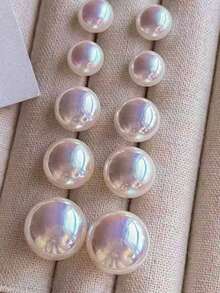6Pair Elegant & Glossy 6-Pair Imitation Pearl Earrings Set | 6/8/10/12/14/16mm Sizes | Hypoallergenic Stud & Drop Earrings For Women | Perfect For Office, Date, Wedding, Party, Gift Giving | Classic Versatile Pearl Jewelry Collection - 象牙色 - 查看 4