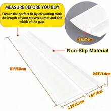 2 Pack Flexible Kitchen Stove Covers, Silicone Gap Fillers Between Counter And Stovetop, Washer, Oven, Dryer, Easy To Wipe,  Silicone Material (Gray, 21in) - 灰色,21英寸 - 查看 3