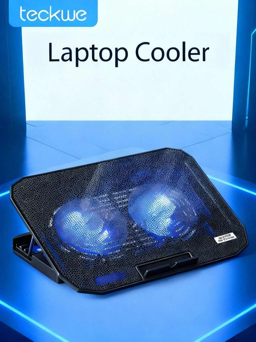 Teckwe 笔记本电脑散热垫，带4个静音散热风扇的笔记本电脑散热器，适用于11至17.3英寸的笔记本电脑，游戏笔记本电脑风扇，高度可调笔记本电脑散热支架，笔记本电脑配件