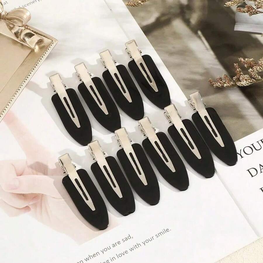 10-Piece Multi-Use No-Slip Hair Clip Set - Seamless Barrettes For Styling, Workouts, Salon Visits. A Must-Have Hair Organizer For Long Hair, Bangs, And Updos For Women And Teens. - 黑色 - 查看 1