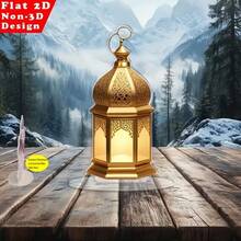 2D平面，[家居放松]优雅金色新月亚克力装饰灯 - 2D波西米亚风星形桌面艺术品 - 彩色 - 查看 3