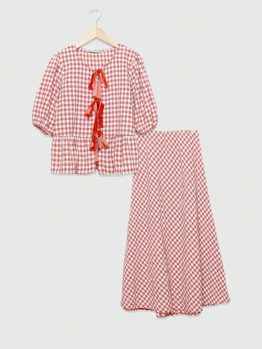 Women Two-Piece Outfits - 紅色 - 查看 1