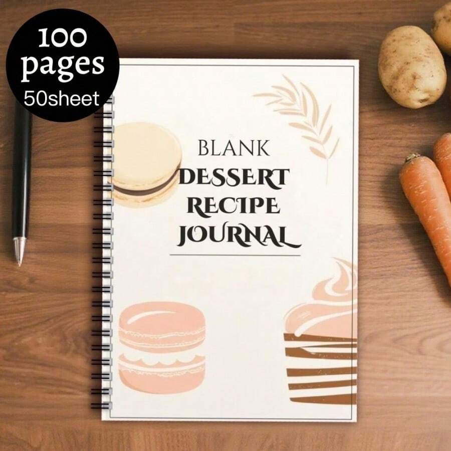 一套A5尺寸50张/100页食谱笔记本，甜点食谱图案封面设计，适合早餐爱好者和追求生活美感的人士，用于记录早餐食谱和整理早餐准备，质地细腻，翻页顺滑。 - G - 查看 1