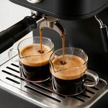 2 piezas Tazas de espresso de vidrio transparente con doble pico - Accesorios para máquina de café para el hogar - Esencial para el barista en casa - Tazas de espresso de 4 onzas con asa y pico - transparente - Ver 10