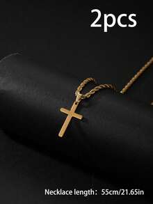 1件时尚嘻哈男士不锈钢信仰十字架吊坠项链，个性化项链饰品，适合日常佩戴，可作为礼物送给家人和朋友（注：由于光线和拍摄角度的原因，实际产品与图片可能存在轻微色差） - 彩色 - 查看 16