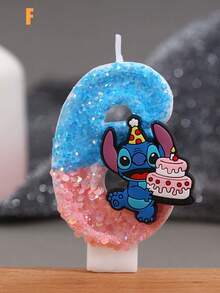 可爱史迪奇主题生日蜡烛，精致0-9数字蜡烛，闪亮卡通生日蜡烛，周年纪念蜡烛，派对装饰小礼物 - 1PC - 查看 20