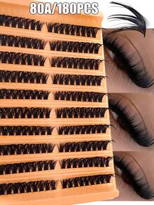 Kit de extensão de cílios individuais com 180/160 unidades, curvatura D, haste de 8 a 16 mm de largura, para uso doméstico, casamentos, encontros, festas, festivais de música, primavera e viagens. Inclui cílios postiços, cílios individuais e cílios postiços. - D - Ver 4