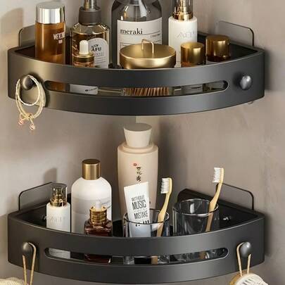 No Drill Corner Wall Mounted Bathroom Shelf. This Is A Self-Adhesive Shower Storage Rack, A Space-Saving Waterproof Storage Rack Suitable For Bathroom Cabinets, Bathrooms And Bathtubs. Can Store Shampoo, Shower Gel, Toiletries, Lotions And Other Bathroom Essentials - Your Ideal Storage Choice.
