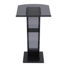 Acrylic Podium Stand, Floor Standing Portable Pulpits With Storage Shelf Black - Black - View 8