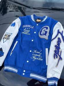 European And American High-End Motorcycle Leather Jacket Heavy Industry Embroidery Baseball Suit Men's And Women's Autumn And Winter Loose Ins Handsome Jacket - Áo bóng chày số 6 - Xem 2