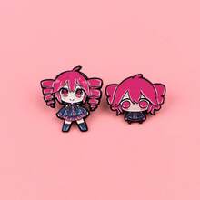 Cute Pink Haired Girl Enamel Pin Anime Figures Brooch Pin Lapel Pin Badge On Backpack Clothing Accessories Jewelry Friends Gifts - Rose Red - View 2