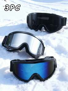 多副装彩色镜框泡沫衬垫软滑雪镜套装，男女通用 - 适用于户外滑雪、雪地摩托、单板滑雪、徒步旅行和其他冬季运动 - 彩色 - 查看 12