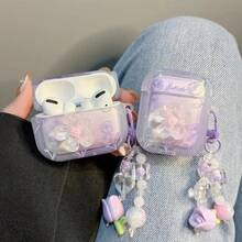 3D Sweet Purple Flower Earphone Protective Sleeve 1 2 3 4 Pro2 Protective Silicone Headphone - 紫色花朵 - 查看 2