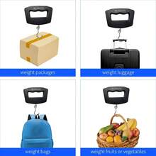 1个110磅/50公斤数字手持行李挂秤，便携式电子秤，带背光液晶显示屏，旅行必备，圣诞节/感恩节/新年礼物 - 黑色 - 查看 8