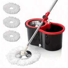 BN BY NEE 1 Set,  Household Spin Mop And Bucket Set With 3 Mop Heads, Household Rotating Floor Mop, Hands-Free Wash Mop, Dust Removal Mop, Dry And Wet Use, Perfect For Home, Kitchen, Bathroom Floor, Cleaning Supplies, Cleaning Tool - 彩色 - 查看 5