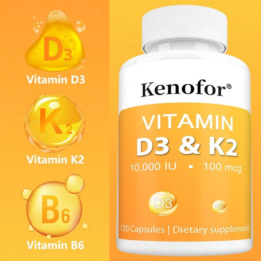 Kenofor Vitamin D3 And K2 - Contains Essential Vitamins To Support The Body - Balances Bodily Functions During Menopause - 120 Capsules - 1 chai - Xem 1