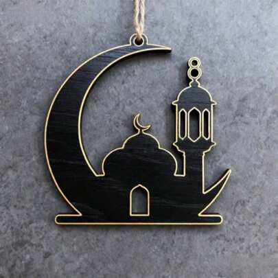 新款跨境产品木质星月挂饰，节日家居装饰