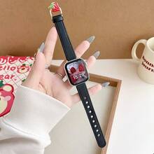 1pc Women's Leather Strawberry Buckle Band, Compatible With 42mm, 38mm, 40mm, 41mm, 44mm, 45mm, 46mm, 49mm Series, Fashionable Smart Watch Replacement Strap, Suitable For Ultra2, Ultra SE2, SE 11, 10, 9, 8, 7, 6, 5, 4, 3, 2, 1 - Pink - View 3