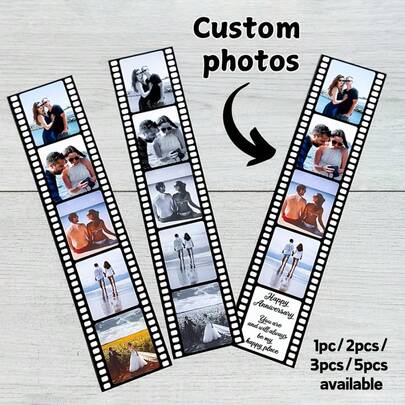 Custom Photo Film Strips - Personalized Photobooth Memories, Family Albums, Wedding Keepsakes, Couple Gifts, Birthday & Holiday Presents - High-Quality Paper Material, Black & White Design, Personalized Photo Gifts, Couple Memento, Sleek Appearance, Durable Material, Best For Christmas
