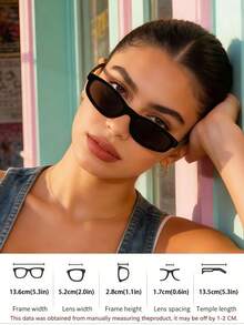 1副男女通用窄椭圆猫眼小框Y2K复古街头极简时尚眼镜，适合度假佩戴 - 黑框全灰片 - 查看 8