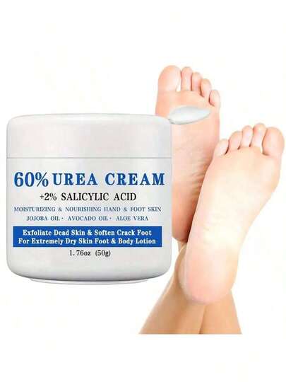 SUMIFANG Crema para el cuidado de pies y manos altamente hidratante con 60% de urea y 2% de ácido salicílico - Nutre y suaviza la piel seca y áspera, fórmula no grasa enriquecida con manteca de karité y extracto de árbol de té, libre de alcohol apto para todo tipo de piel