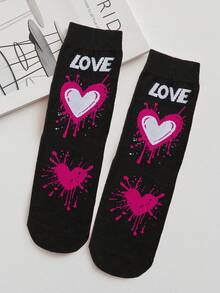 1 par/3 par damstrumpor med bekväma, avslappnade, romantiska och moderiktiga LOVE-bokstäver och hjärtmönster till vaden, för midjan - Multifärgad - Visa 15