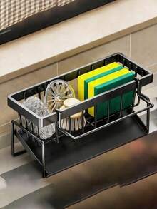 1pc/Set Multi-Functional Metal Storage Rack - Kitchen Faucet Organizer, Soap Dish & Towel Rack, Space-Saving Bathroom Sink Countertop Storage Rack, Ideal For Kitchen And Bathroom Organization - Multicolor - View 6