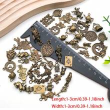 随机混装 44/45 件装 古银色/青铜色 爱丽丝梦游仙境主题茶会蒸汽朋克骷髅钥匙吊坠，适用于 DIY 首饰制作工艺品 - 愛麗絲 - 查看 5