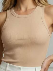 Women's Basic And Essential Tank Top For Summer And Carnival - Beige - View 1