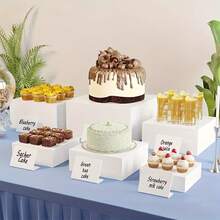 Acrylic Cake Stand Set - 6 Piece Clear Display Risers With Hollow Bottoms, Elegant Dessert Presentation Stands For Parties, Cupcakes, Pastries - Versatile, No Electricity Required - Multicolor - View 5