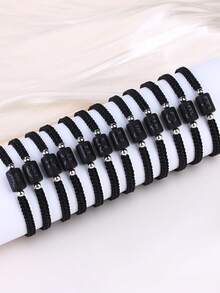 12 Zodiac Signs Glass Bead Handmade Braided Adjustable Men's Bracelet - Bracelet - View 5