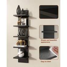 3/5 Layer Suspended Wall Shelf - A Modern Storage Unit That Saves Space, Made Of PVC Material, Suitable For Bedrooms, Living Rooms, And Offices - Practical Wall Bookshelves, Multifunctional Storage Shelves - màu đen - Xem 7