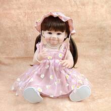 1pc Cute Simulation Smiling Doll 22 Inch Fully Vinyl Reborn Dolls Playhouse Toys Accompanying Toy Festival Gift - Pink - View 3