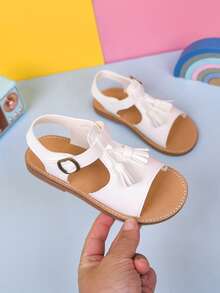 1 Pair Summer New Shiny Little Princess Soft Bottom Non-Slip Comfortable All-Match Girls New Roman Flat Sandals - White - View 7