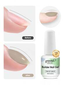 18毫升透明加固凝胶指甲油，用于加固、延长、底胶，瓶装，可卸除UV/LED凝胶延长 - 無色 - 查看 11