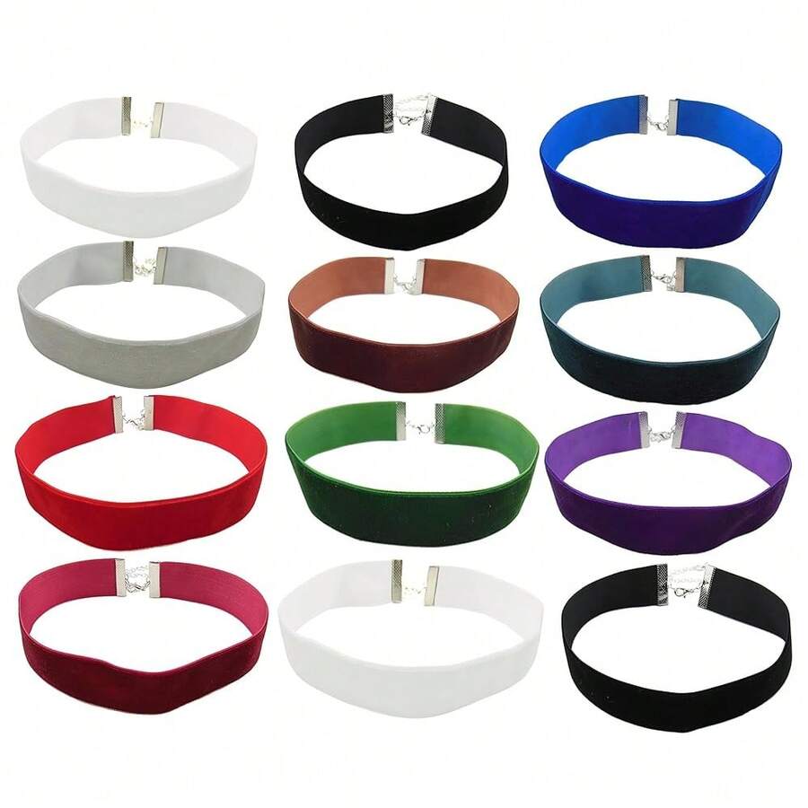 1.6cm 20pcs Royal Blue Velvet Chokers Vintage Necklace For Women With Extension (XL-1002-5)-3730 - 2.54公分-12個-混色 - 查看 1