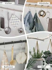 Shower Curtain Hooks Rings, Rust-Resistant Metal Double Glide Shower Hooks For Bathroom Shower Rods Curtains, Set Of 12 Hooks - A - View 7