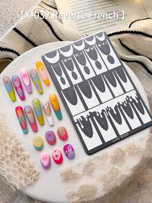 XEIJAYI 1 Nail Art Print Board, 30 Patterns, Checkered And Geometric Nail Art Templates, Metal Print Board, Suitable For Professional Nail Artists, DIY Nail Art Design Tool - Silver - View 20