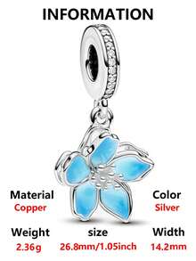1pc Fashionable & Charming Valentine's Day Series Rotatable Multi-Color Cherry Blossom Bead Pendant, Creative Versatile Copper DIY Bracelet Necklace Gift For Lover - Multicolor - View 15