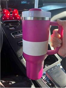 40oz Large Capacity Stainless Steel Insulated Tumbler With Handle & Straw – Double-Wall Vacuum Insulation For Hot & Cold Beverages, Perfect For Home, Office, Gym, Or Camping – Durable, Portable, And Leak-Proof Design For All-Day Temperature Retention. - 霜白 - 查看 5