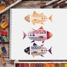 Reusable Geometric Fish Scale Template, Suitable For DIY Wall Art, Scrapbooking And Embossing - Durable PET Plastic, Easy To Use 11.7 Inch X 8.3 Inch Template - Single Piece - View 5