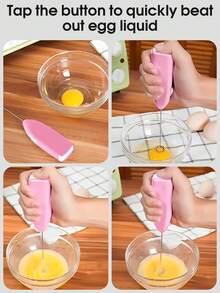 Electric Handheld Milk Frother, Egg Beater, Milk Frothing Wand For Coffee, Battery Operated (Batteries Not Included) Beverage Mixer Matcha Whisk, Suitable For Milkshake Hot Chocolate Cappuccino Latte Frothing - Multicolor - View 8
