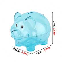 1个蓝色/绿色/粉色/橙色卡通透明塑料小猪存钱罐，创意储蓄罐，幼儿园礼物，儿童生日返校礼物，男孩女孩通用硬币存钱罐