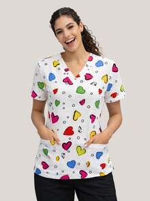 cimmuovere 休闲宽松V领短款多口袋印花工作服上衣 - 彩色 - 查看 7