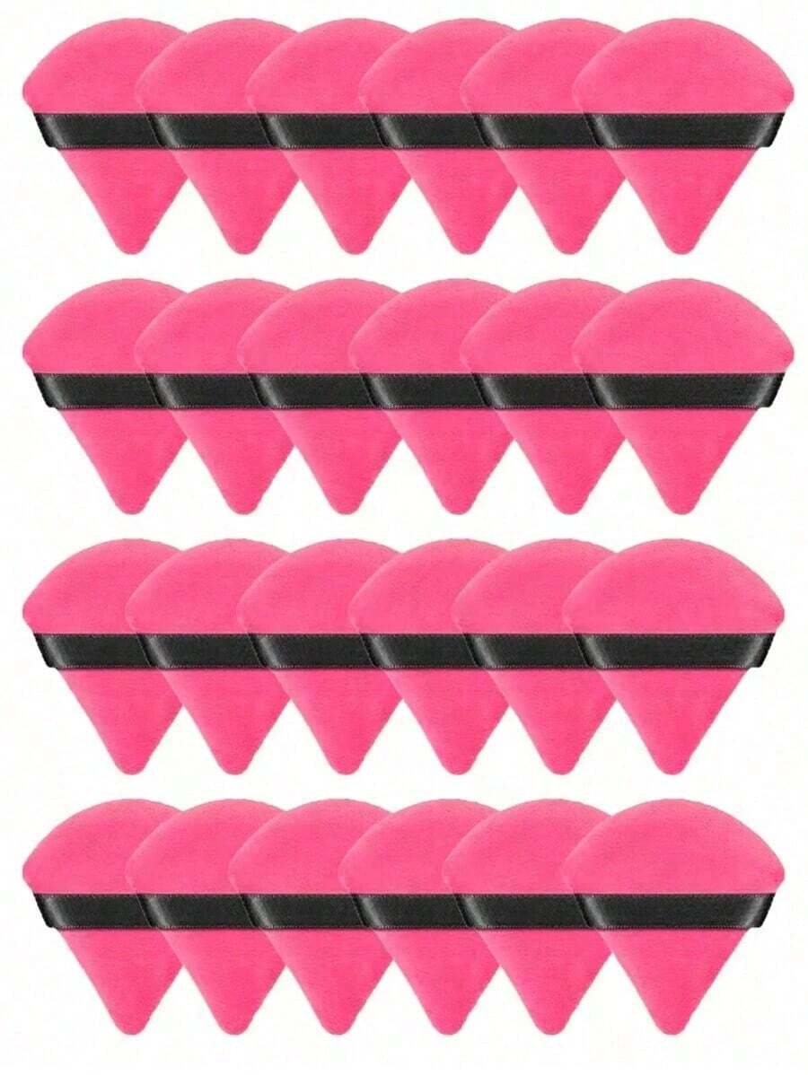 24pcs/15pcs/8pcs/3pcs Flocked Heart Makeup Sponge, Soft Fluffy Texture, Suitable Face & Body Powder Puff, Mixed Makeup Beauty Tools - Màu hồng tươi 4 - Xem 1