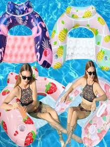 1pc Adult U-Shaped Inflatable Floating Chair, Unisex Swimming Pool Floats - Multicolor - View 1