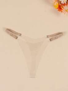 性感女士无缝透明网纱内裤，时尚性感丁字裤 - 彩色 - 查看 2