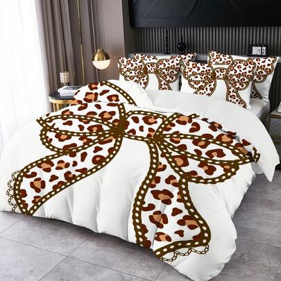 2/3pcs Digital Bowknot Print Duvet Cover Set (Duvet Cover*1, Pillowcase*1/2, Excluding Comforter And Pillow Insert), Skin-Friendly Soft And Comfortable, Suitable For Hotel, Guest Room, Dormitory, Bedroom, Bedding, All Seasons